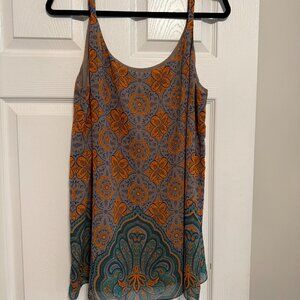 CABI 3082 Sz XL Arabesque Cami Orange Teal Camisole Top EUC